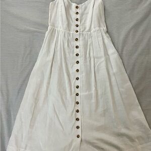 Madewell Linen Blend Cream Strappy Dress